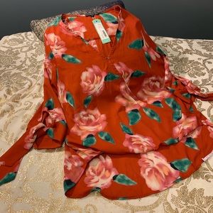 NWT West Kei high low floral blouse